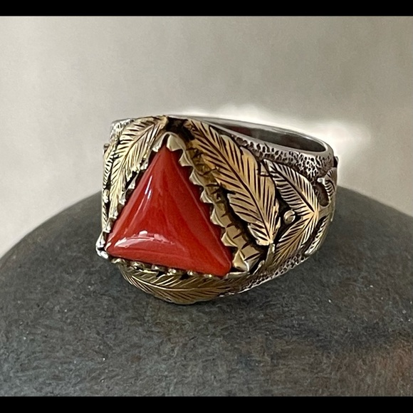 ⭐️ Coral Sterling Silver Ring - Picture 12 of 13